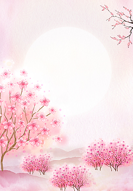 唯美清新美丽的桃花海报背景