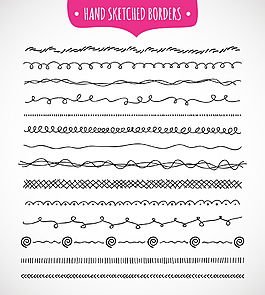 手绘黑白简约花边