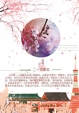谷雨粉色小清新海报