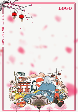 卡通日式樱花海报背景设计