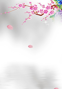 彩绘桃花海报背景设计