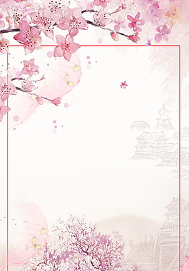 彩绘桃花海报背景