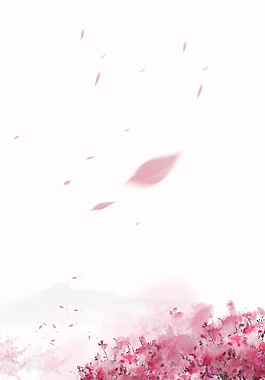 古风彩绘桃花海报背景设计