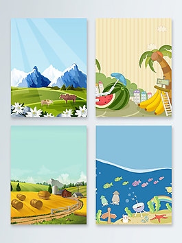 矢量海底世界儿童插画广告背景