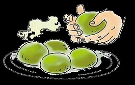 彩绘清明青团元素设计