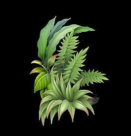 手绘卡通立体树木装饰素材