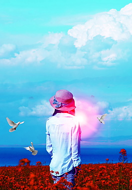 唯美油菜花田旅游海报背景设计