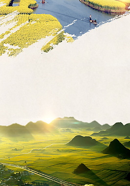 清新油菜花田海报背景设计