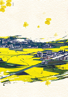 清新油菜花景点海报背景设计