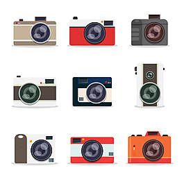 扁平卡通数码相机插画