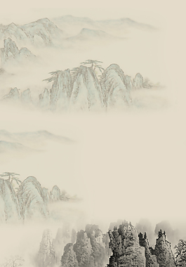 中国风山水壁画海报背景