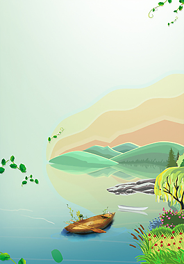 手绘卡通小清新春天背景