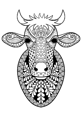 艺术卡通牛头插画