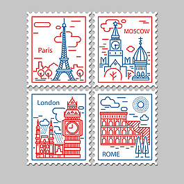 创意线条绘建筑插画