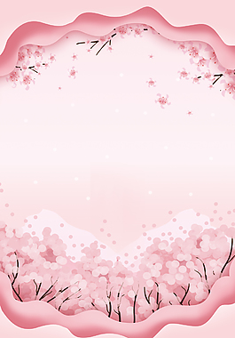 粉色唯美赏樱花春游背景