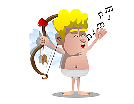 手绘卡通爱神丘比特唱歌AI元素