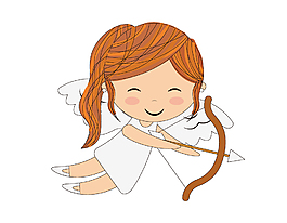 手绘卡通穿白衣服天使射箭矢量