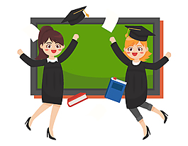 卡通扁平毕业季女学生照相矢量元素