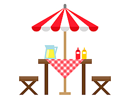 卡通手绘沙滩休闲区矢量元素