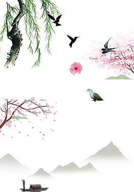 古典扁平春天背景