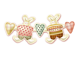 清新布艺小白兔矢量元素