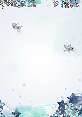 手绘花珠宝首饰促销背景