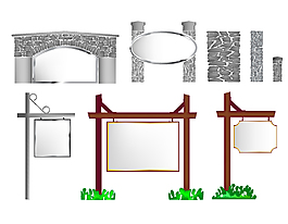 手绘卡通广告牌矢量元素