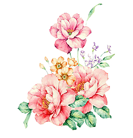 粉色手绘花牡丹花千库图粉色花堆元素