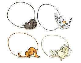 手绘卡通猫咪聊天框矢量元素