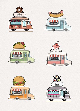 简笔手绘设计卡通快餐车