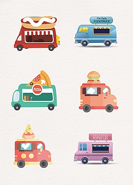 扁平化食物设计快餐车