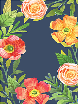 手绘彩色花朵背景