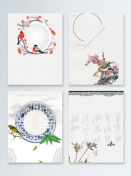 中国风小鸟卡通广告背景图