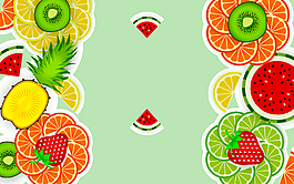 手绘水果拼盘背景