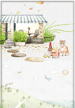 浅绿色简约春季上新房屋线框背景