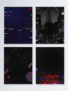 五一黑色几何时尚抖音故障风广告背景