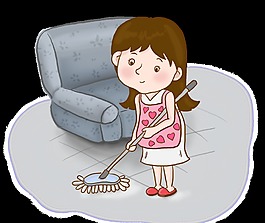 简约少女打扫家庭劳动节节日元素