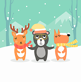 手绘卡通小鹿背景