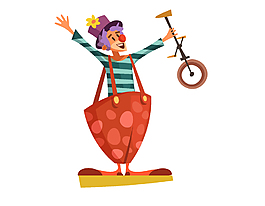 卡通手绘小丑表演矢量元素