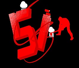 亮眼大红色劳动节艺术字体