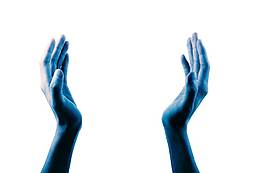 手绘蓝色双手元素