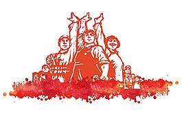 手绘劳动人民元素