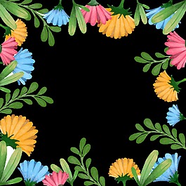 手绘水彩春天花朵装饰素材