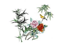 手绘中国水墨花朵元素