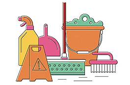 手绘打扫工具元素