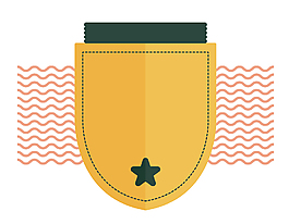 卡通盾牌弯曲矢量元素