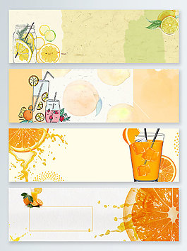 卡通手绘橙汁喷溅banner背景