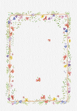 彩绘夏季花藤边框海报背景设计