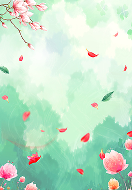 绿色清新花瓣夏季上新背景