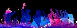 朝气紫色人像剪影五四节日元素